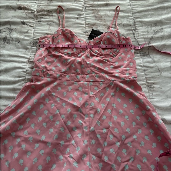 NWT Topshop Barbiecore pink with white polka dots built in bra romper, size 10 - Picture 16 of 16